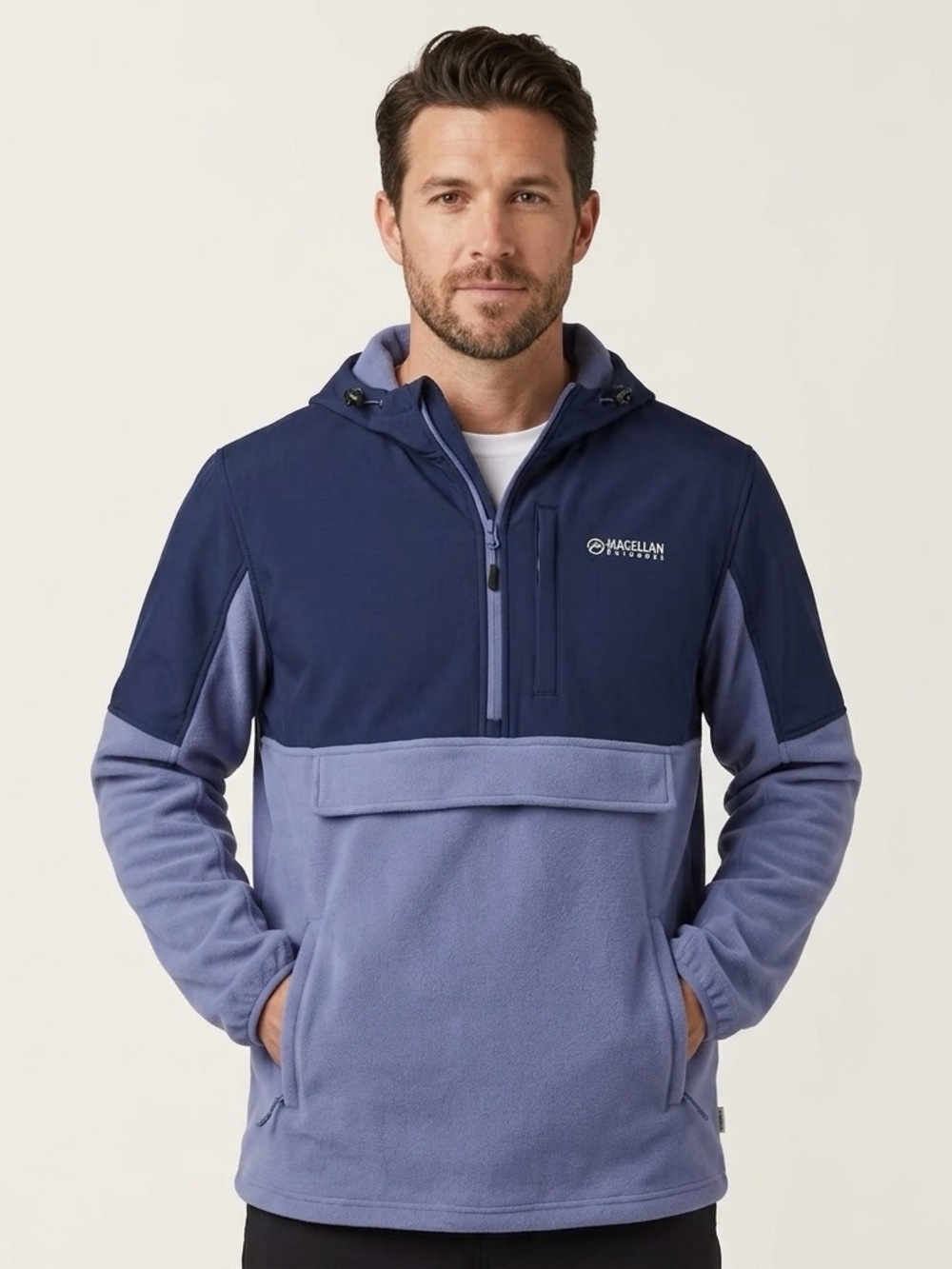 NWT Magellan Outdoors LS Campfire Pullover Hoodie Medieval Blue/Gray Blue 2XL